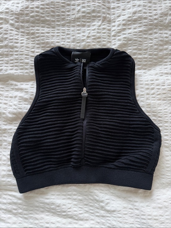 IVY PARK Tops - IVY PARK adidas 100% cotton Black Ribbed Zip-Up Crop Tank